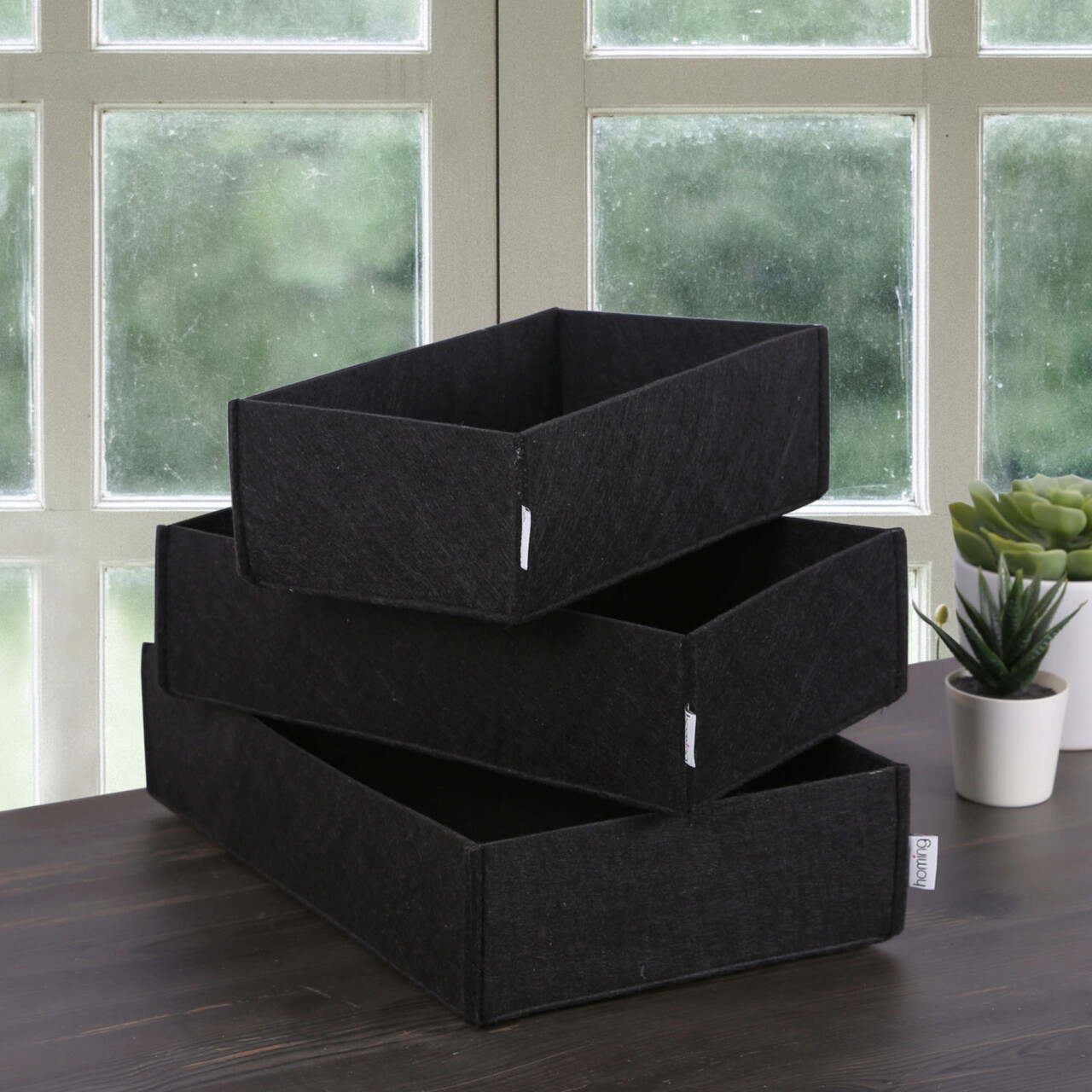Set organizator de birou din fetru, HMY, Negru - imagine 4